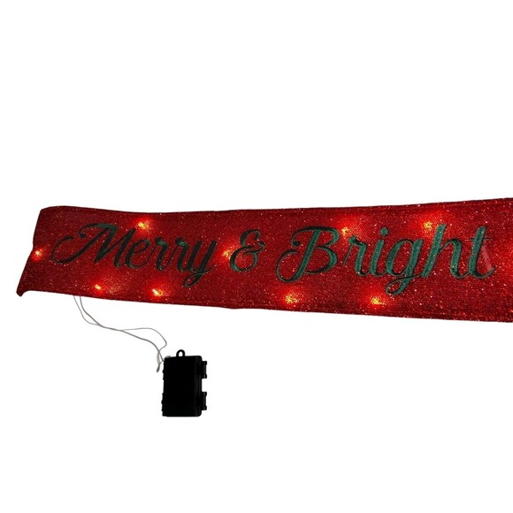 Holiday Time LED Holiday Banner that says "Merry & Bright" - Picture 3 of 16